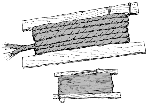 Sketch of a wooden ropemaker's winders.