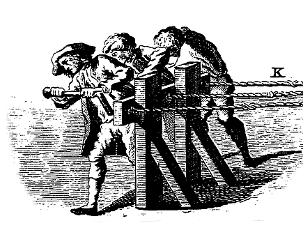 Plate from Diderot and d'Alembert's Encyclopedia showing the 'jack' at a rope walk.