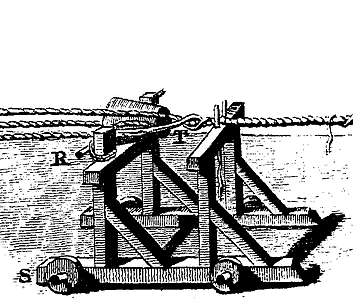 Plate from Diderot and d'Alembert's Encyclopedia showing the 'top' at a rope walk.