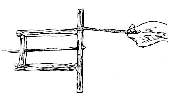 Second of three sketches showing the working of a ropemaker's reel.
