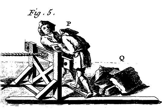 Plate from Diderot and d'Alembert's Encyclopedia showing the 'traveler' at a rope walk.
