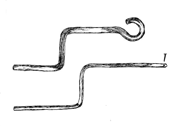 Sketch of shapes of iron ropemaking hooks.
